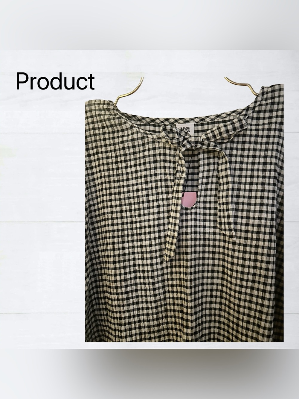 🇨🇦🆕NWT SMASH+TESS | XL | Black Gingham & peplum Valentina Puff Sleeves Top - Picture 3 of 16